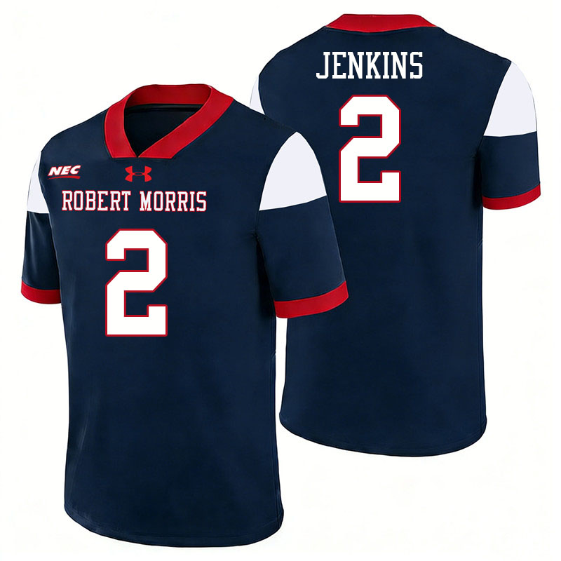 Robert Morris Colonials #2 Jayson Jenkins College Football Jerseys,Uniforms Stitched-Navy